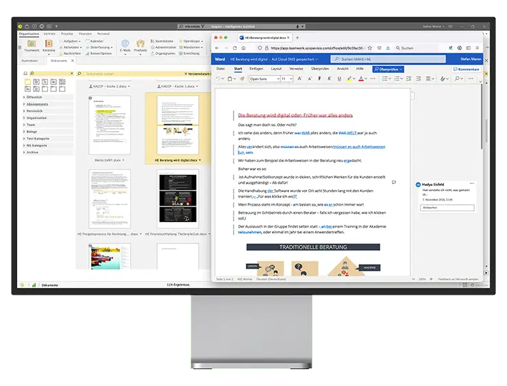 desktop monitor front dms ecm microsoft365 kollaboration
