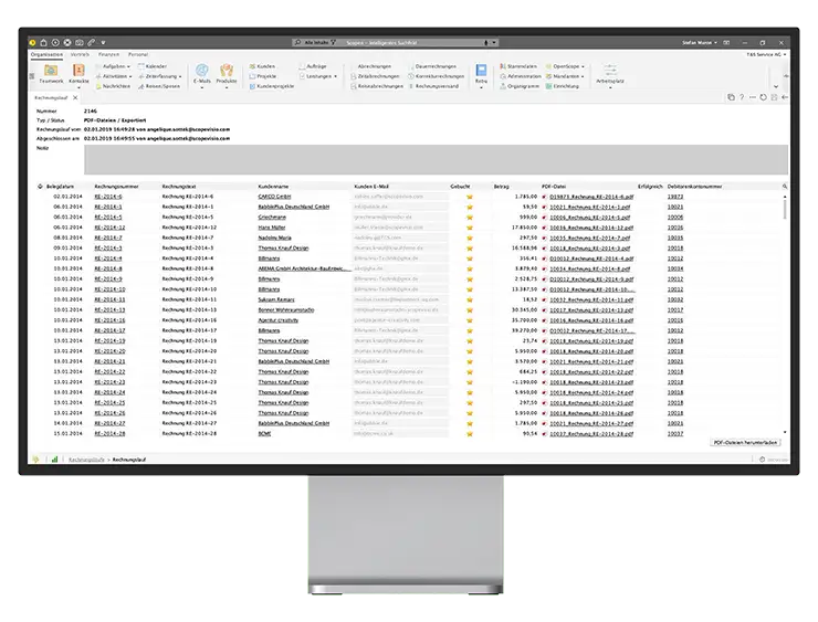 desktop monitor front organisation abrechnungen rechnungsversand