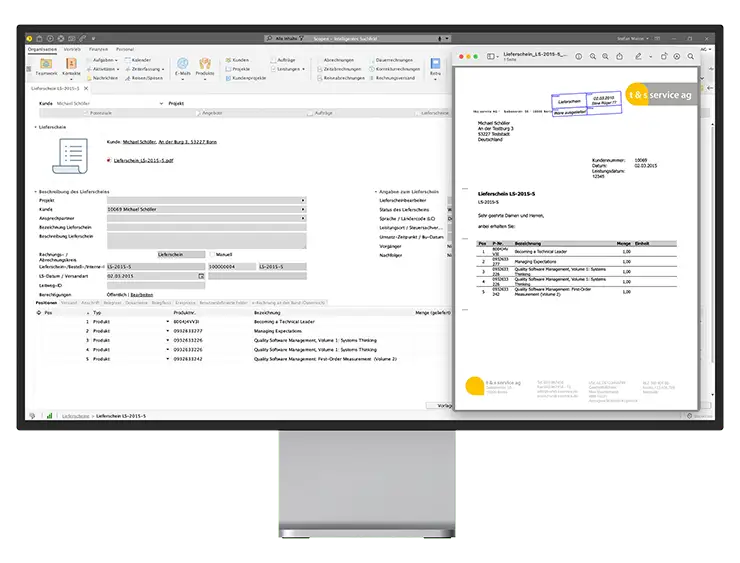 desktop monitor front organisation auftraege lieferscheine