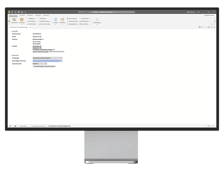 desktop monitor front organisation openscope creditreform
