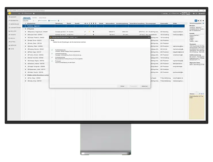 desktop monitor front personal eurodata mandant mandantenprofile