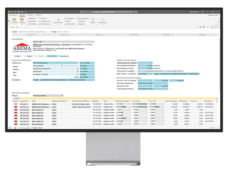 desktop monitor front vertrieb angebote potenziale wahrscheinlichkeiten