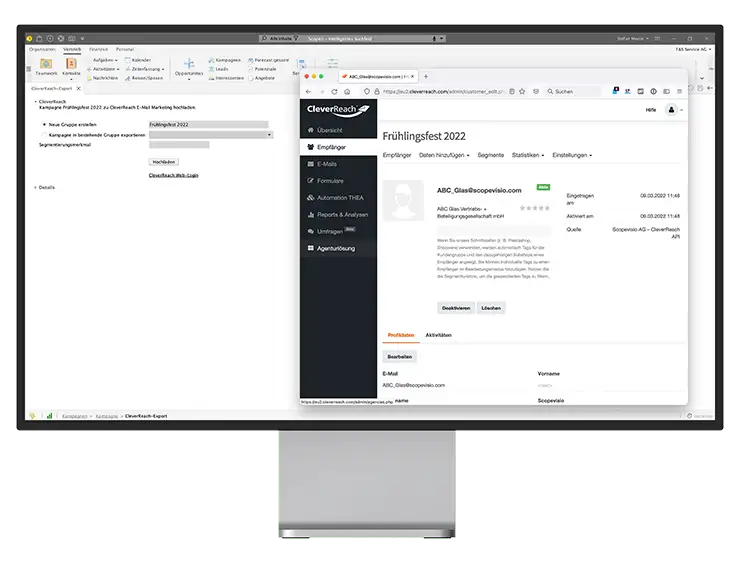 desktop monitor front vertrieb kampagnen cleverreach