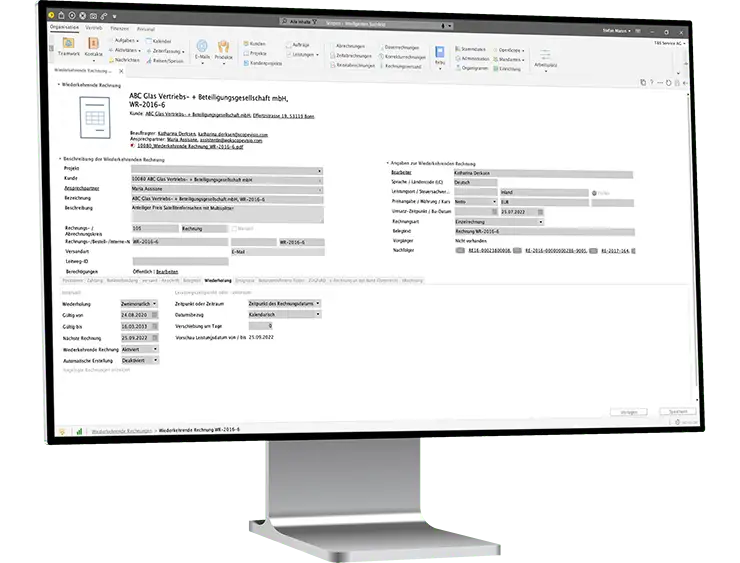 desktop monitor left organisation abrechnungen dauerrechnungen