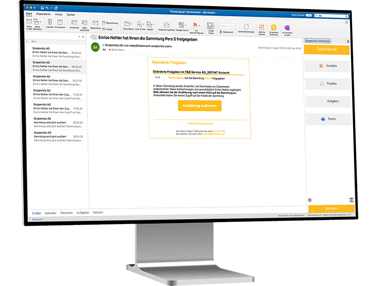 desktop monitor left organisation e mails add on