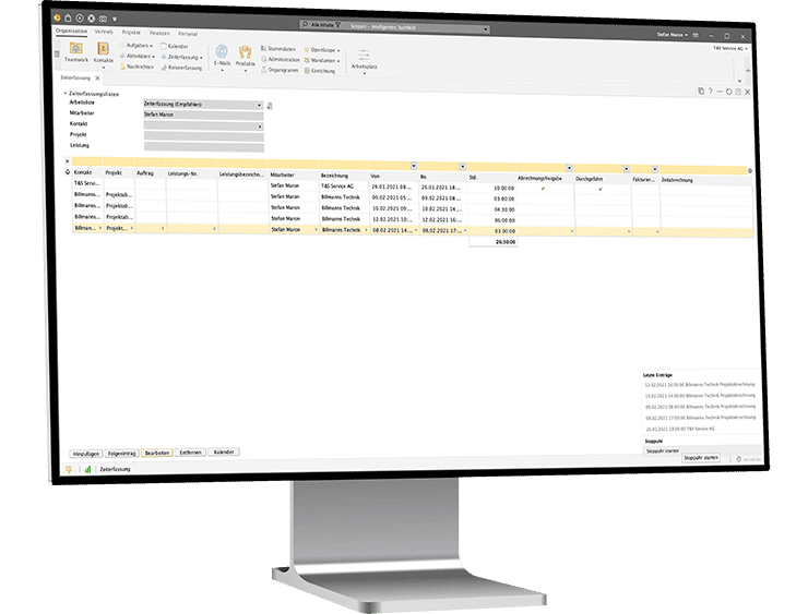 desktop monitor left organisation zeiterfassung zeiterfassung