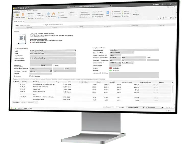 desktop monitor right organisation abrechnungen faktura