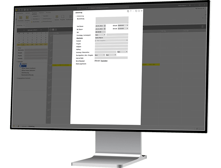 desktop monitor right organisation kalender digitalisiert